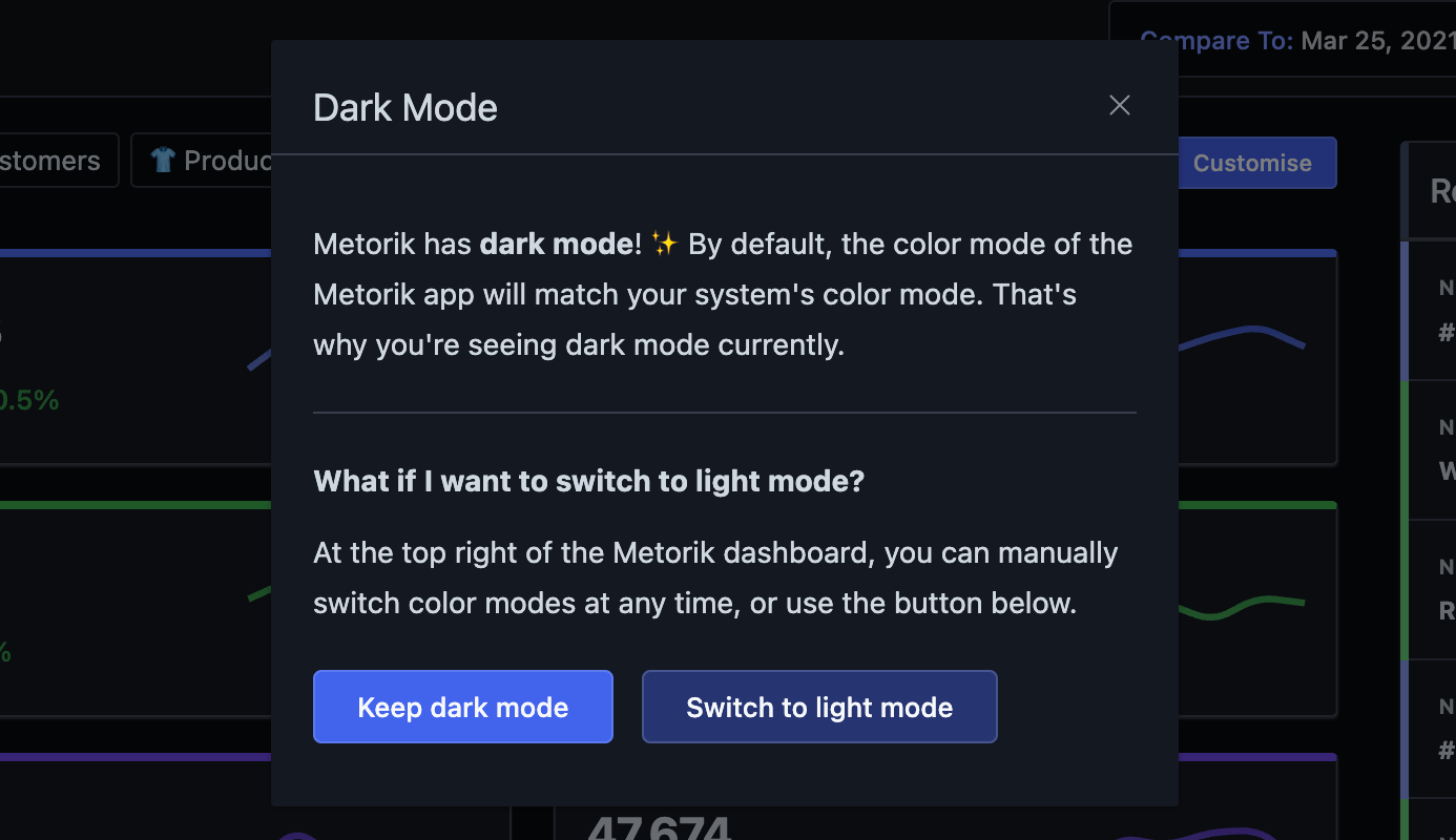 Dark mode notice