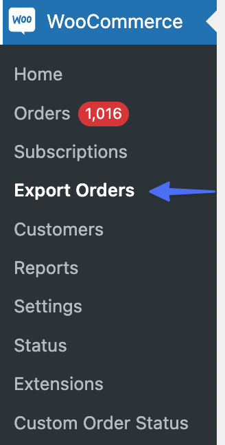 WooCommerce export orders