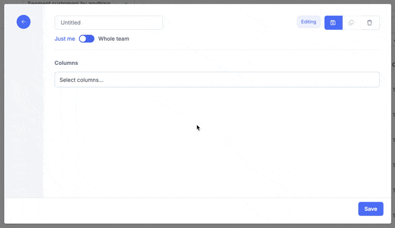 An animated gif showing the naming and setup process for a Custom Column set