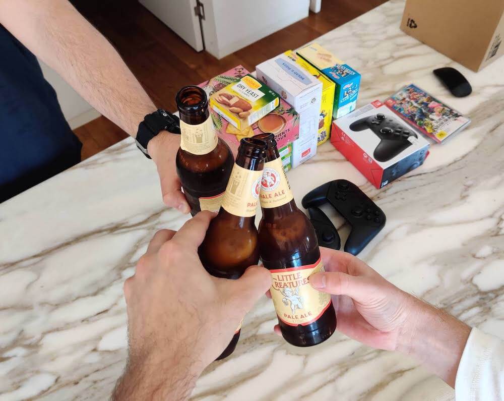 Metorik team sharing beers