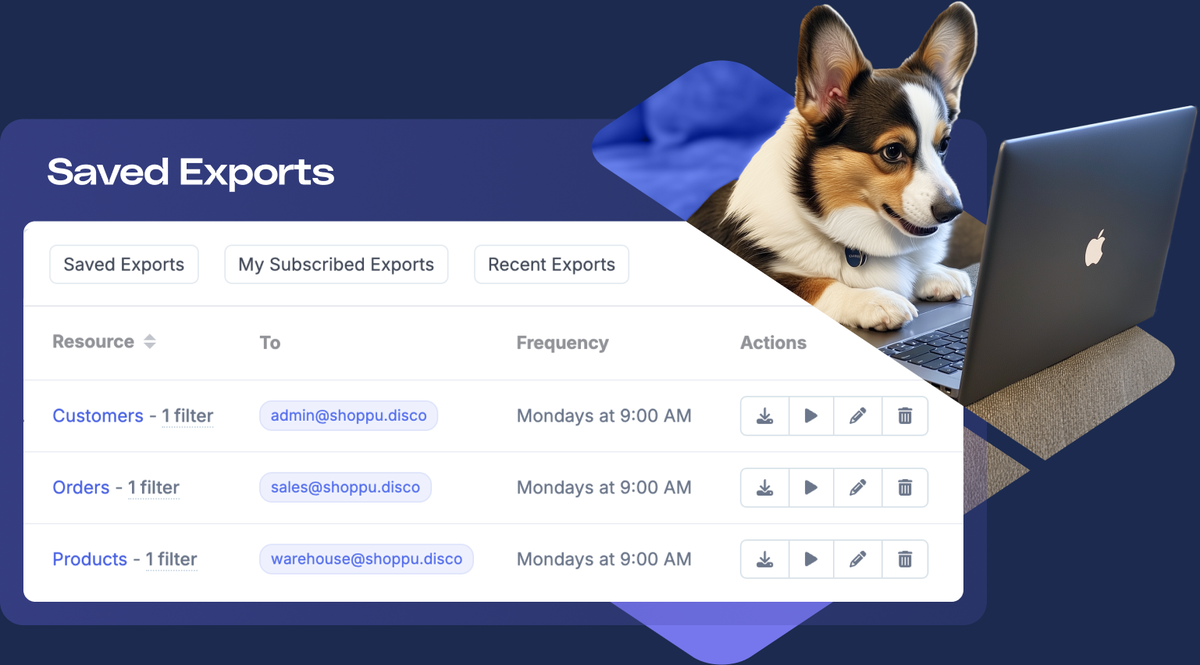 Track the progress of large exports and recent exports