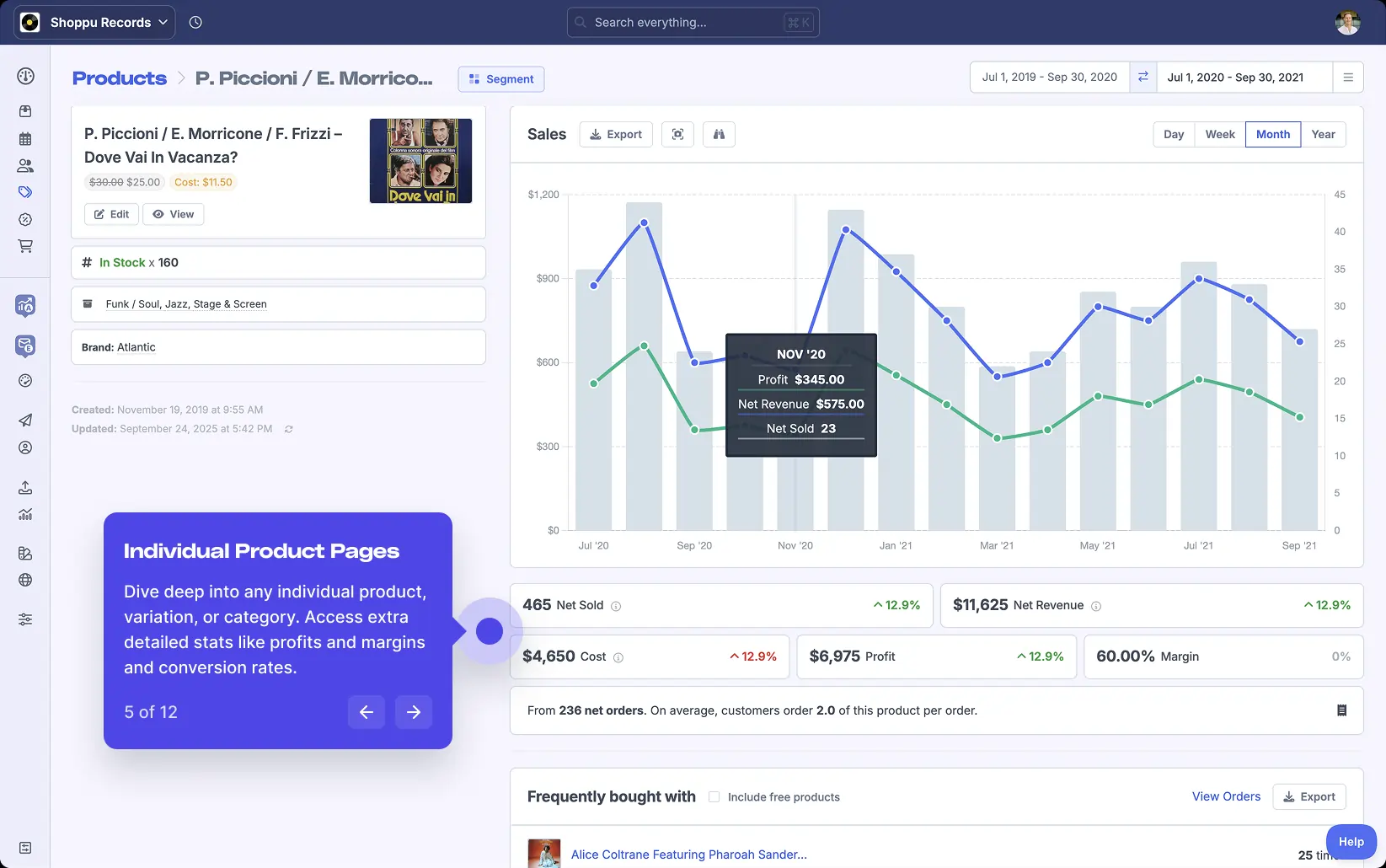 A screenshot of Metorik's product reporting