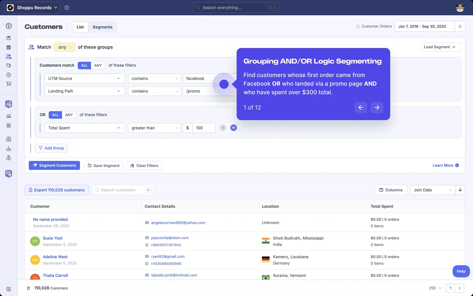 A screenshot of Metorik's segmenting tools.