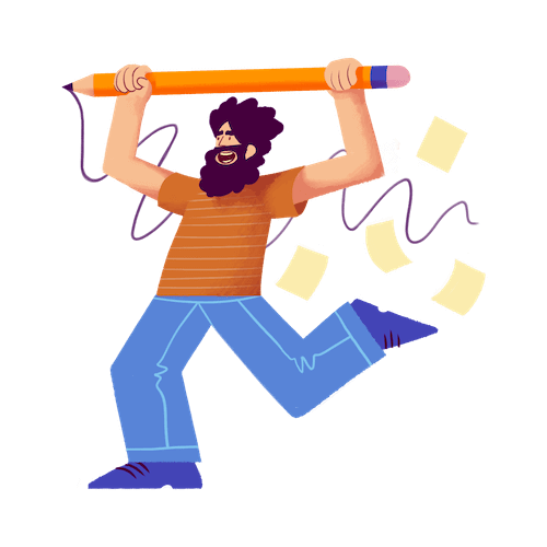 Man with pencil illustration