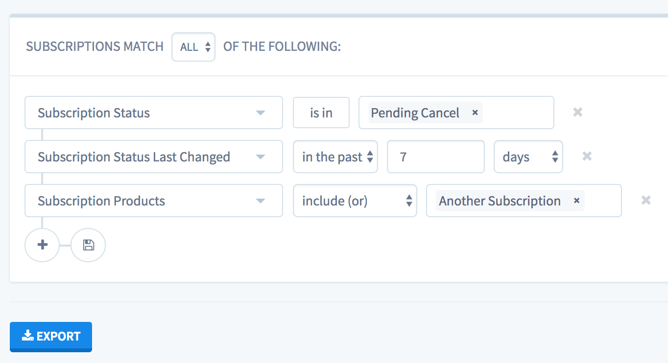 Subscriptions filters
